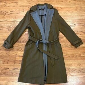 Tibi Olive and Gray Trench Coat
